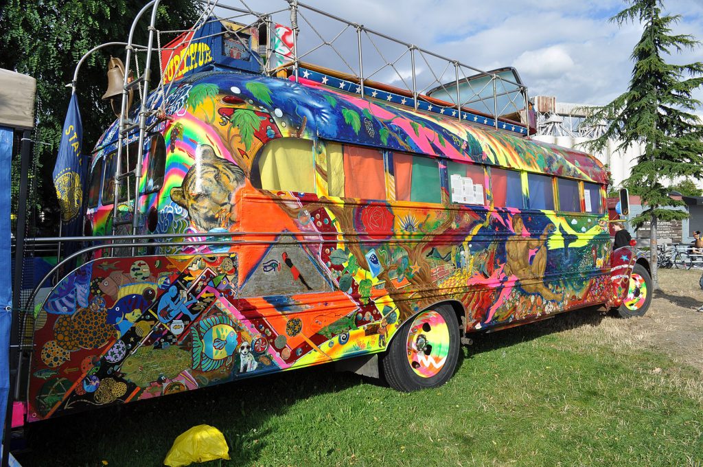 The original conversion bus, converted by Ken Babbs and Ken Kesey, named "Furthur".